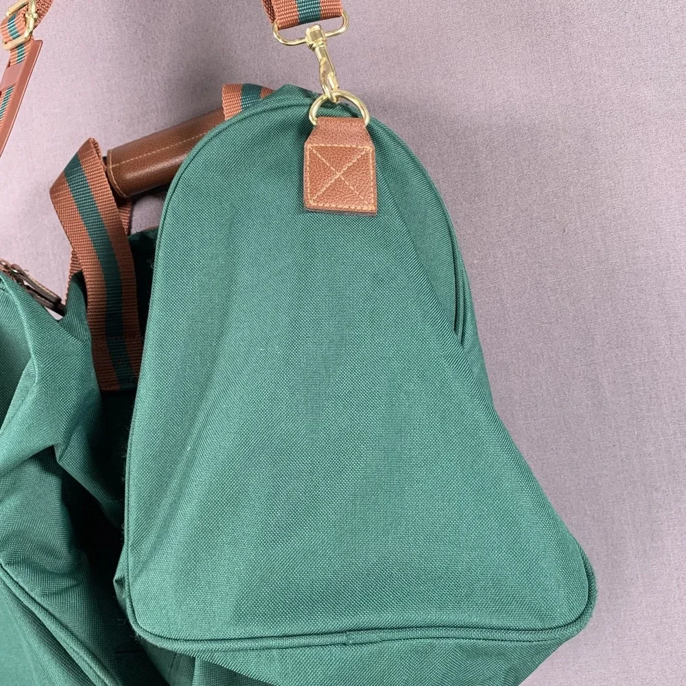 Vintage Ralph Lauren Polo Perfume Duffel Bag Green Brown Canvas Shoulder‎ Strap